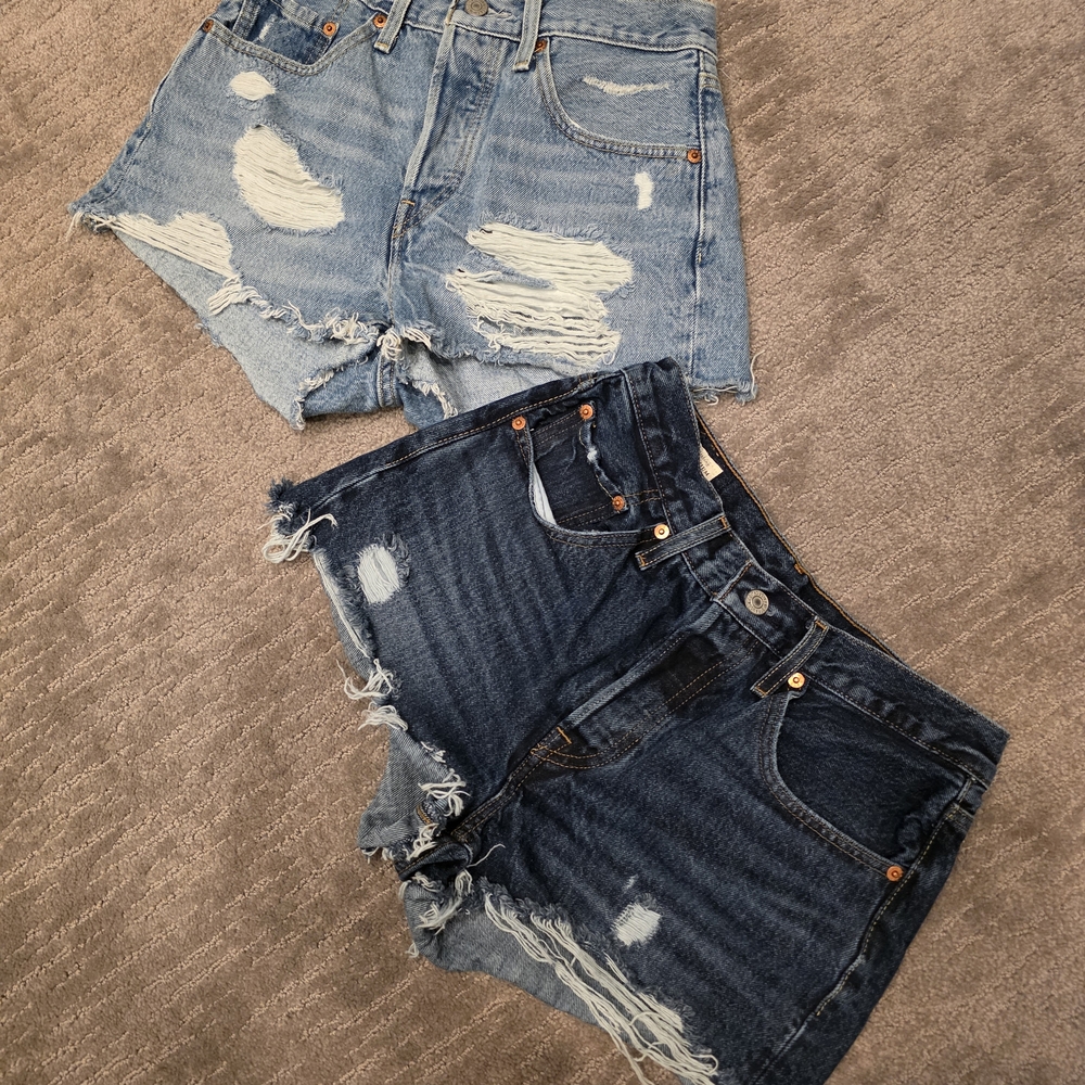 Levi's Light and Dark Blue Jean Shorts